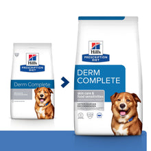 Load image into Gallery viewer, Hill's Prescription Diet Derm Complete Skin Care and Food Sensitivities Dry Dog Food with Rice & Egg 12kg Bag