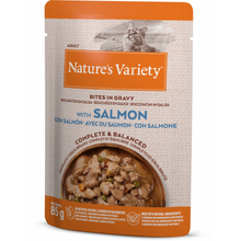 Load image into Gallery viewer, Nature's Variety Wet Cat Food Pouches Chicken Or Salmon Bites In Gravy 85g