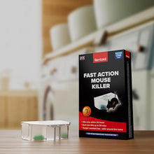 Load image into Gallery viewer, Rentokil Fast Action Mouse Killer Bait Station Four Pack – Pre-Baited Indoor Rodent Control, Kills Mice Within 24 Hours