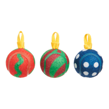 Load image into Gallery viewer, BARK Xmas Bauble Balls Dog Toy - 3 Squeaky Tennis Balls with Whip-n-Flip Loops