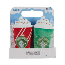Load image into Gallery viewer, BARK Xmas Fa-la-la-la Lattes Dog Toy - Plush 2-Part Squeaky Crinkle Coffee Cup Toy