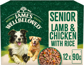 Load image into Gallery viewer, James Wellbeloved Senior Dog Food Lamb Pouches 90g Packs