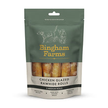 Load image into Gallery viewer, Bingham Farms Chicken Glazed Rawhide Roll Medium 5 Pack 90g