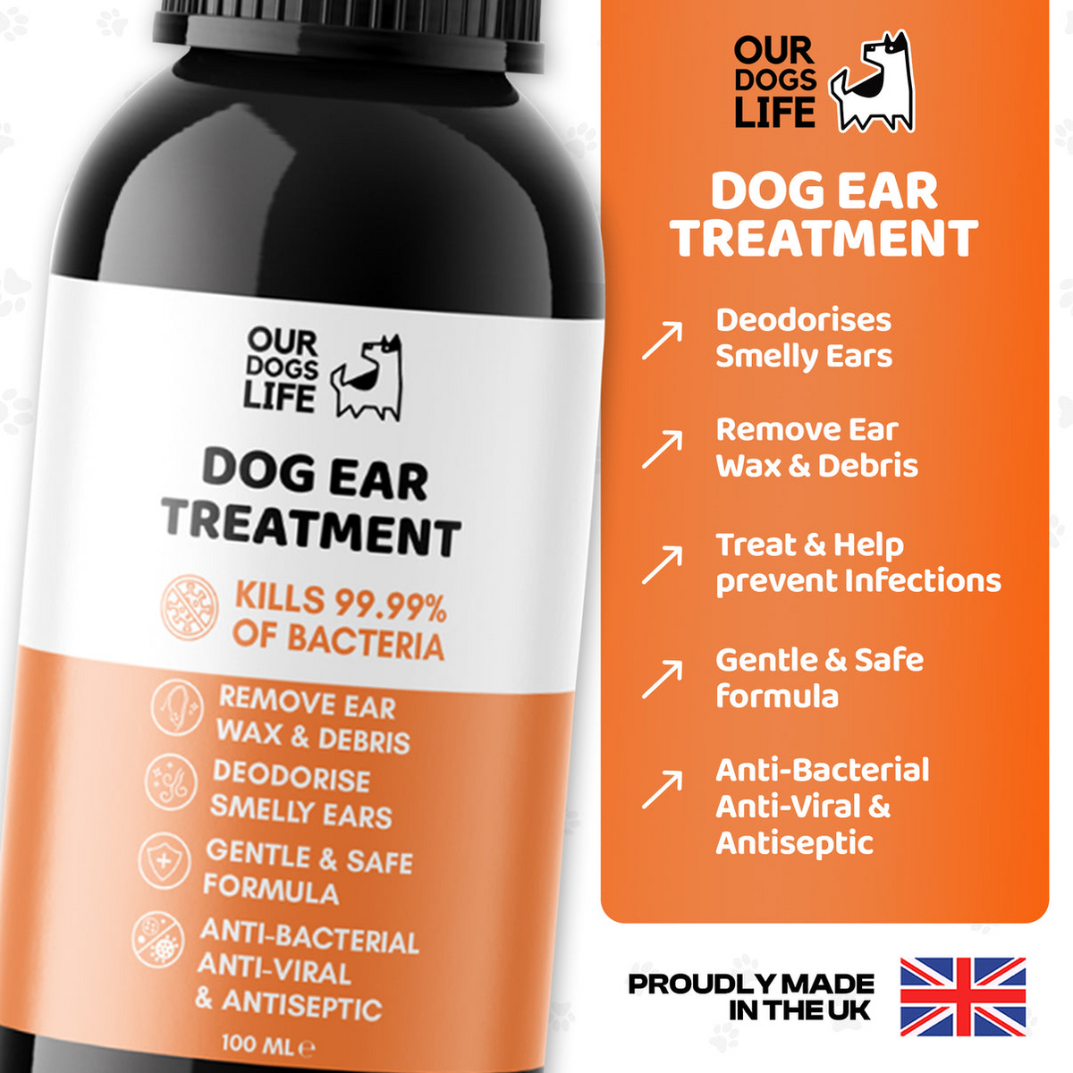 Image showcasing Our Dogs Life Infection Treatment Dog Ear Drops 100ml | Direct4Pet ...