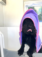 Load image into Gallery viewer, Dot Dot Pet Bamboo Dog Towel Small Purple 50cm x 50cm – Quick-Drying Towel with Hood & Drying Pockets for Small Breeds