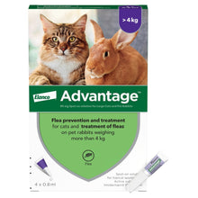 Load image into Gallery viewer, Advantage Spot On Flea Treatment For Cats, Dogs & Rabbits - 4 Pipette Packs