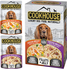 Load image into Gallery viewer, COOKHOUSE 100% Natural & Complete Luxury Wet Dog Food - 36 x 100g Pouches - Fillets in Jelly
