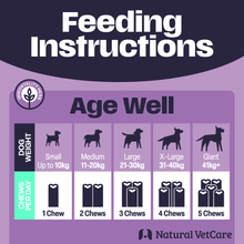 Load image into Gallery viewer, Natural VetCare Health & Wellbeing Chews for Dogs – Age Well, Calm & Settle, Daily Multivitamin, Gut Balance & Mobility – Vet-Formulated Chews