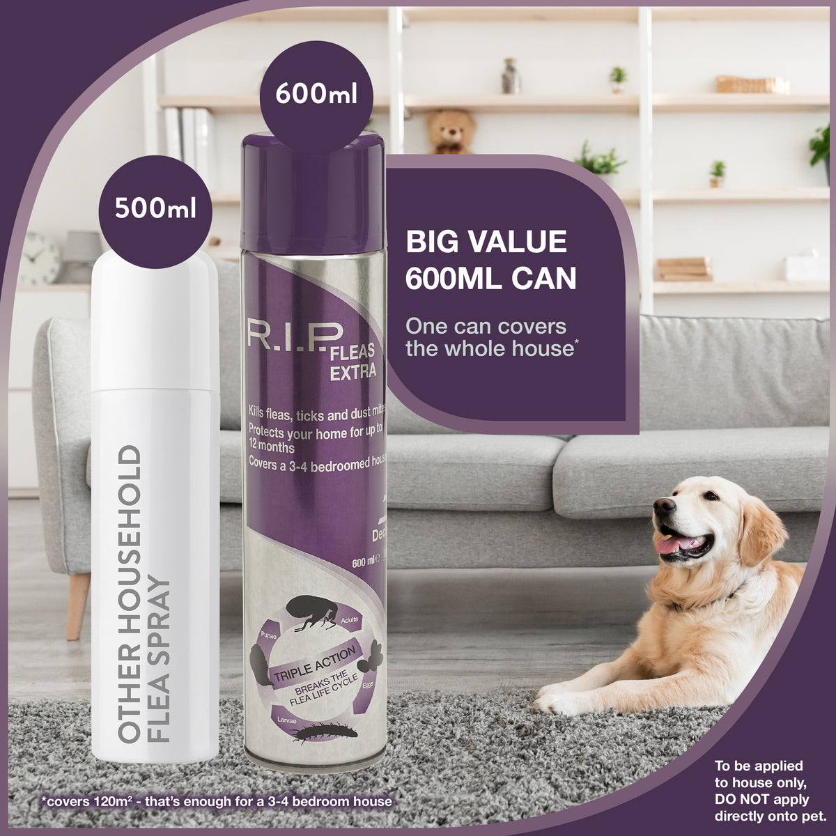 Dechra RIP Extra Flea Spray Household Insecticidal Spray 600ml