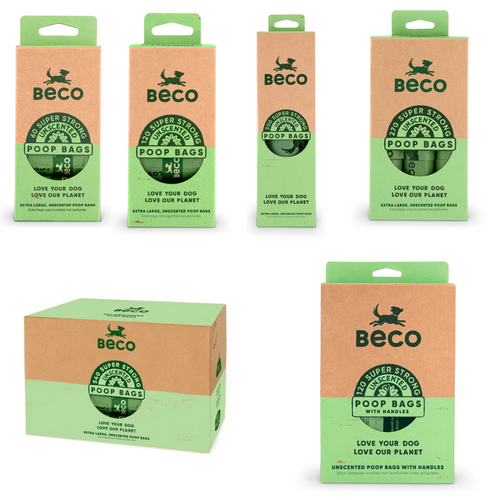 Beco Large Dog Poop Waste Bags Unscented - Various Pack Sizes 