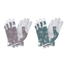 Load image into Gallery viewer, Kent & Stowe Leather Gloves Flutter Bugs Teal/Purple Small/Medium