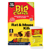 Load image into Gallery viewer, The Big Cheese Rat & Mouse Killer Grain Bait Sachet 25g x 6