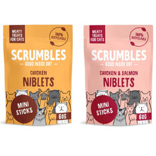 Load image into Gallery viewer, Scrumbles Niblets Meaty Treats For Cats Chicken & Salmon 60g