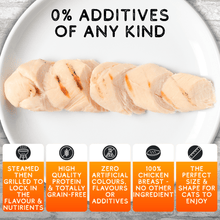 Load image into Gallery viewer, COOKHOUSE Luxury Cat Treats -Cookhouse Chicken Breast Cat Treats | Natural, Steam-Cooked, Single Ingredient 12 x 30g