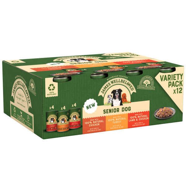 James Wellbeloved Senior Dog Food Variety Pack 400g x 12 Direct4Pet