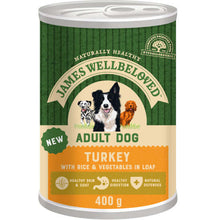 Load image into Gallery viewer, James Wellbeloved Turkey & Rice Adult Wet Dog Food 400g x 12