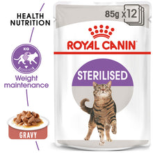 Load image into Gallery viewer, Royal Canin Sterilised Adult In Gravy Wet Cat Food For Cats 12 x 85g