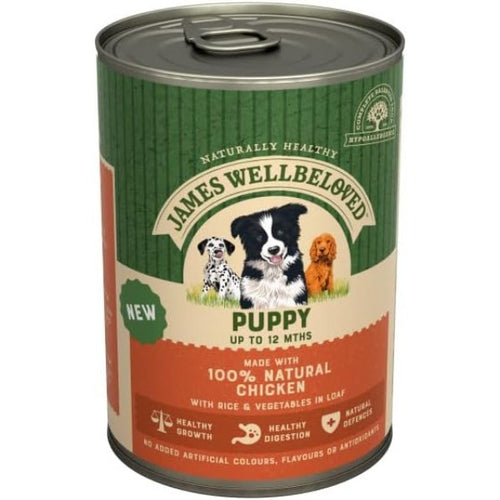 James Wellbeloved Chicken & Rice Puppy Wet Dog Food 400g x 12