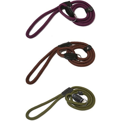 Rosewood Rope Twist Slip Lead For Walking Dogs - All Colours