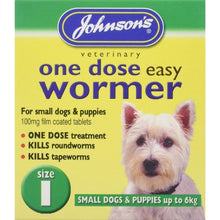 Load image into Gallery viewer, Johnson's Vet Easy One Dose Wormer for Small Dogs & Puppies Size 1 Pack of 3 Tablets