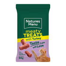 Load image into Gallery viewer, Natures Menu Cat Meaty Treats Turkey 50g x 12
