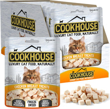 Load image into Gallery viewer, COOKHOUSE 100% Chicken Breast Freeze Dried Luxury Cat Treats - 12 x 10g Bags - 100% Natural - Grain Free - High Protein - Low Fat
