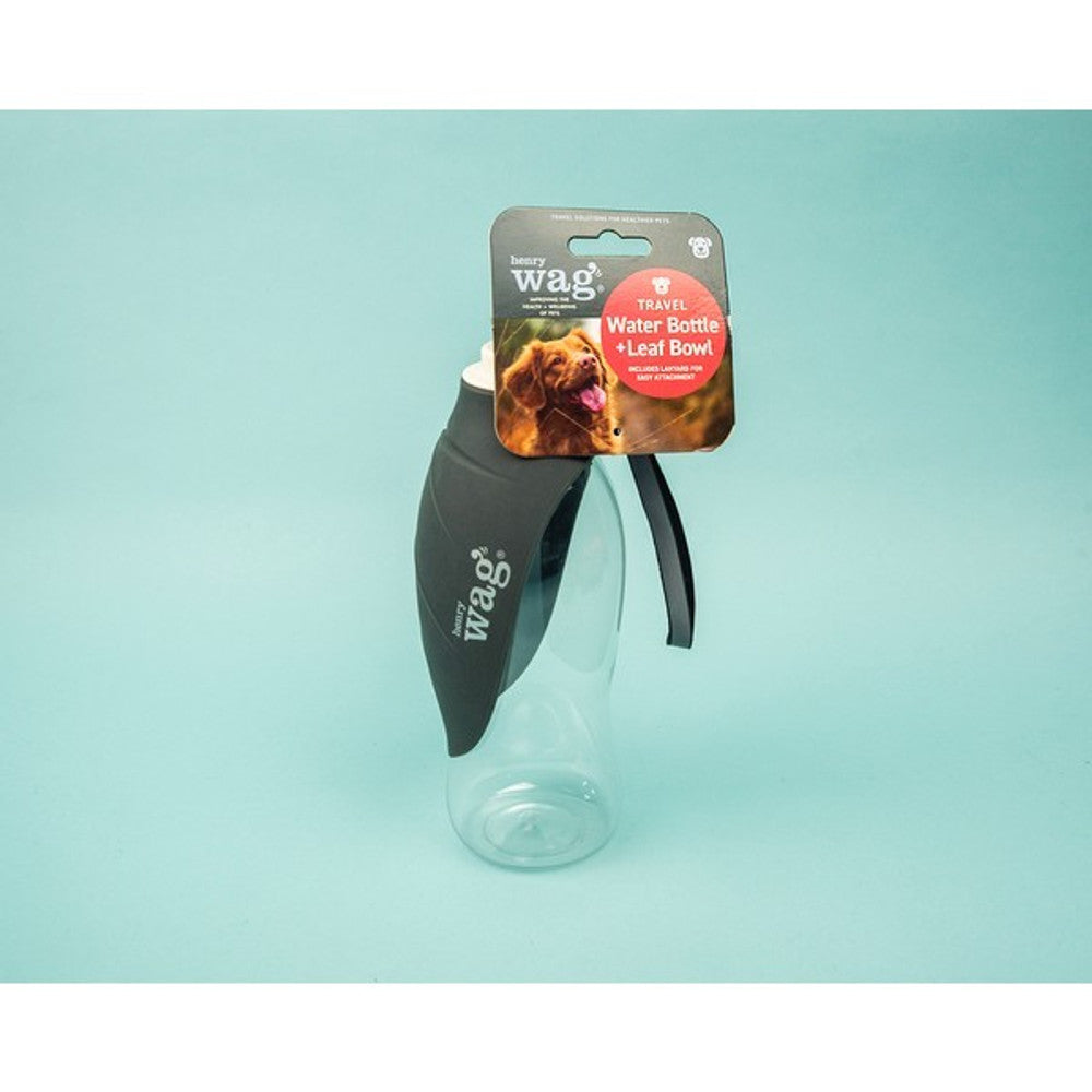 Henry Wag Water Bottle with Leaf Bowl Blue or Grey 500ml