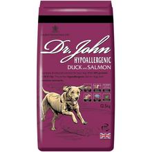 Load image into Gallery viewer, Dr John Hypoallergenic Dog Food 12.5kg – Complete Dry Food for Sensitive Dogs | Available in Duck &amp; Salmon, Chicken or Lamb &amp; Rice | VAT Free
