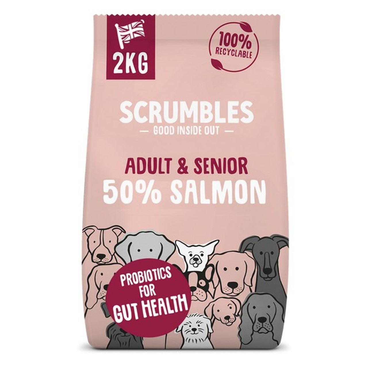 Scrumbles Dry Dog Food Adult & Senior Chicken/Salmon 2kg/7.5kg	