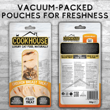 Load image into Gallery viewer, COOKHOUSE Luxury Cat Treats -Cookhouse Chicken Breast Cat Treats | Natural, Steam-Cooked, Single Ingredient 12 x 30g 
