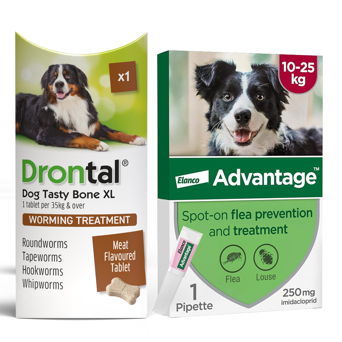Drontal Worming Tablet & Advantage Spot-On Flea & Treatment for Large Dogs