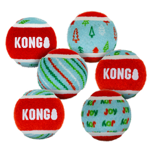 Load image into Gallery viewer, KONG Holiday SqueakAir Tennis Balls 6 Pack Small
