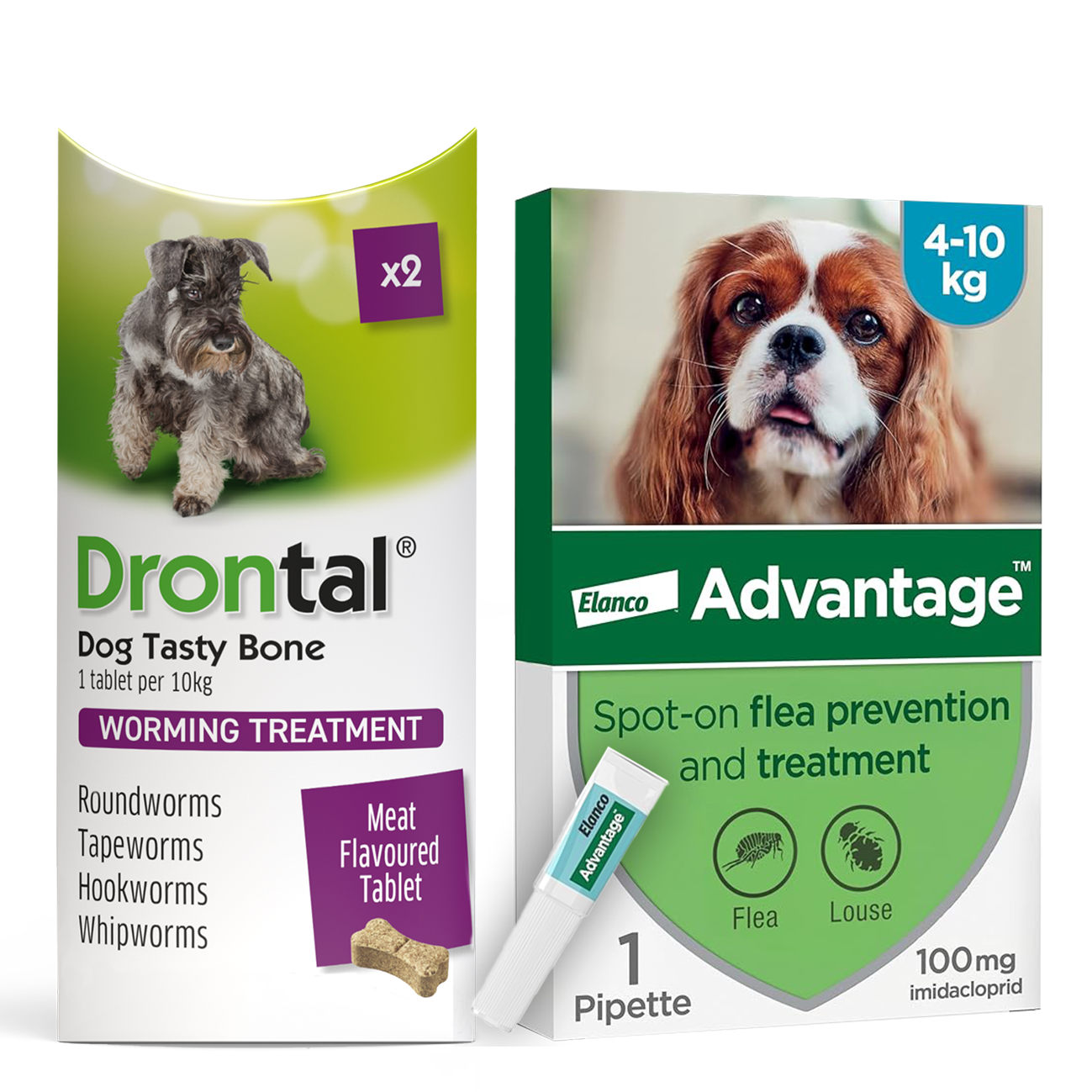 Drontal Worming Tablet & Advantage Spot-On Flea & Treatment for Medium Dogs
