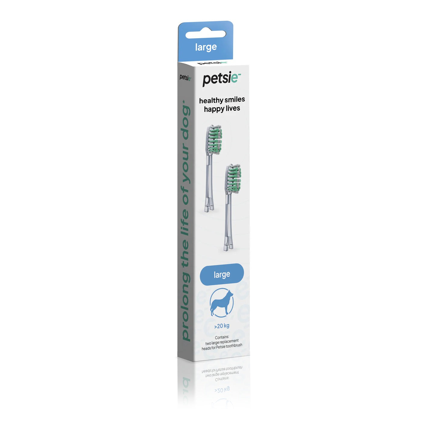 Petsie Toothbrush Two Replacement Heads Small, Medium & Large Dogs