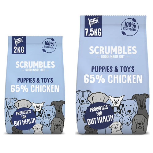 Scrumbles Dry Dog Food Puppy & Toy Breed Chicken 2kg/7.5kg	