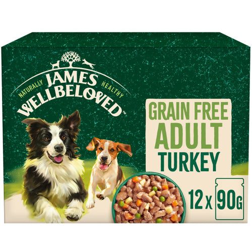 James Wellbeloved Grain Free Adult Turkey In Gravy Pouch 90g x 12