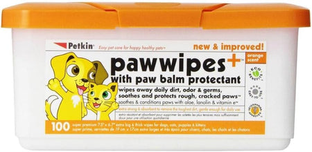 Load image into Gallery viewer, Petkin Paw Wipes, 100 Pack – Orange Scented Paw Cleaning Wipes for Dogs and Cats – Aloe, Vitamin E &amp; Paw Balm, Safe for Daily Use
