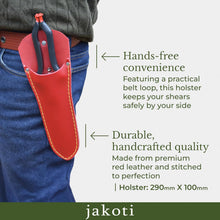 Load image into Gallery viewer, JAKOTI Hand Shears (L30cm) with Handmade Leather Holster. Sheep Shears for Dagging, Shearing &amp; Trimming. 15cm Steel Blades. 
