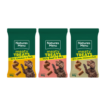 Load image into Gallery viewer, Natures Menu Real Meat Dog Treats 12X50g

