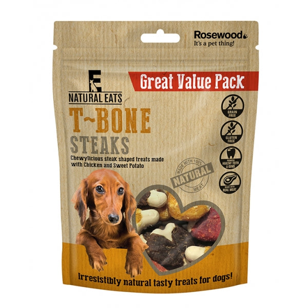 Natural Eats T-Bone Steak Value Pack Dog Treats 295g 