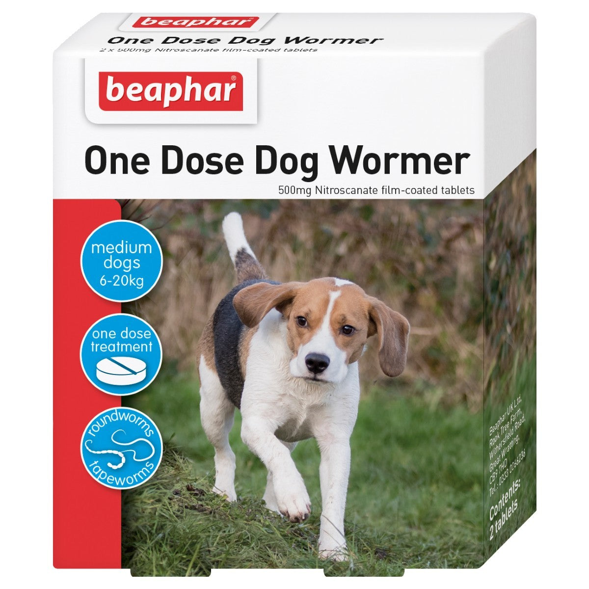 Beaphar One Dose Dog Wormer - 6-20kg 2 Tablets
