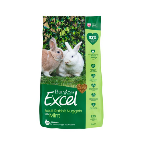 Burgess Excel Adult Rabbit Nuggets with Mint 1.5kg 3kg 10kg