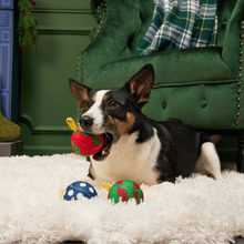 Load image into Gallery viewer, BARK Xmas Bauble Balls Dog Toy - 3 Squeaky Tennis Balls with Whip-n-Flip Loops
