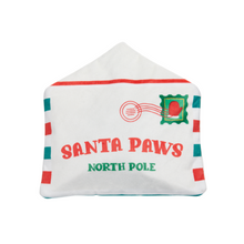 Load image into Gallery viewer, BARK Xmas Letter To Santa Paws Dog Toy - Plush Envelope Toy with Treat Pocket
