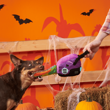 Load image into Gallery viewer, BARK Halloween Texas Chainspaw Dog Toy - Plush Squeaky Toy with Stretch Bungee
