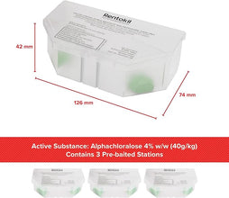 Load image into Gallery viewer, Rentokil Fast Action Mouse Killer Bait Station Four Pack – Pre-Baited Indoor Rodent Control, Kills Mice Within 24 Hours
