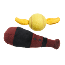 Load image into Gallery viewer, BARK Harry Potter Quidditch Equipment Pack Dog Toy - Plush Multi-Part Fetch Set
