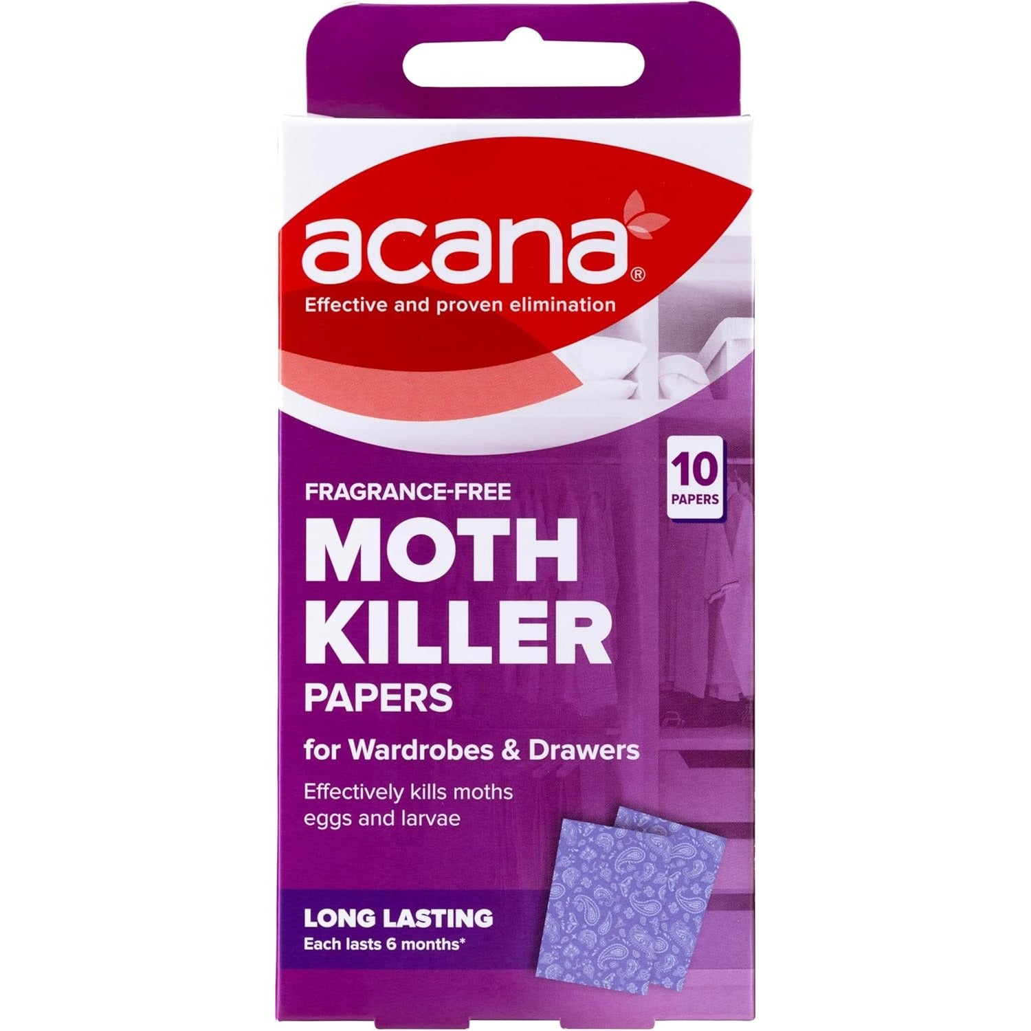 Acana Moth Killer Papers For Wardrobes & Drawers 10 Papers
