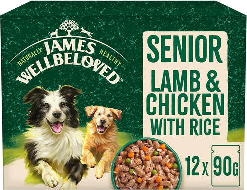 James Wellbeloved Senior Dog Food Lamb Pouches 90g Packs