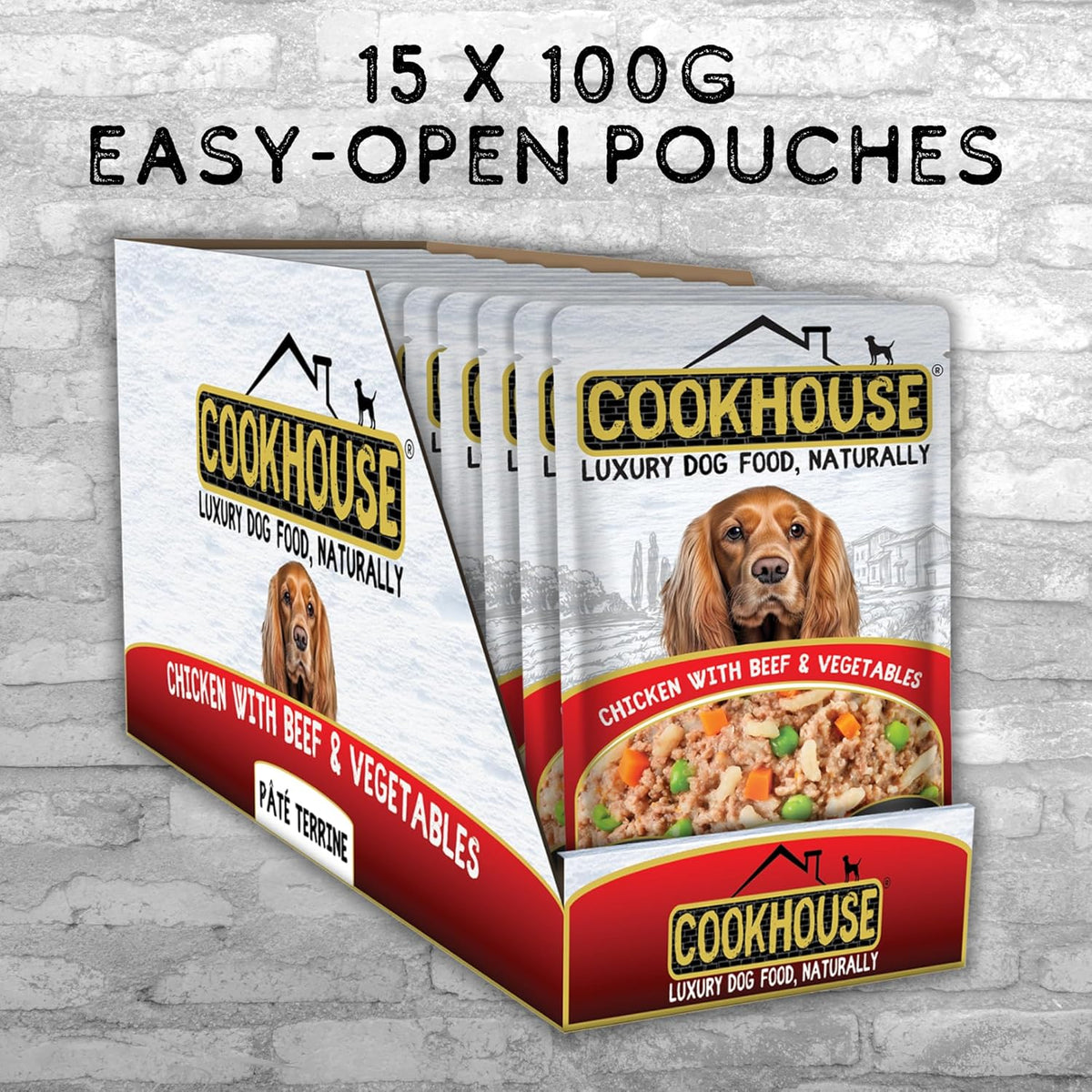 COOKHOUSE 100% Natural & Complete Luxury Wet Dog Food - 15 x 100g ...